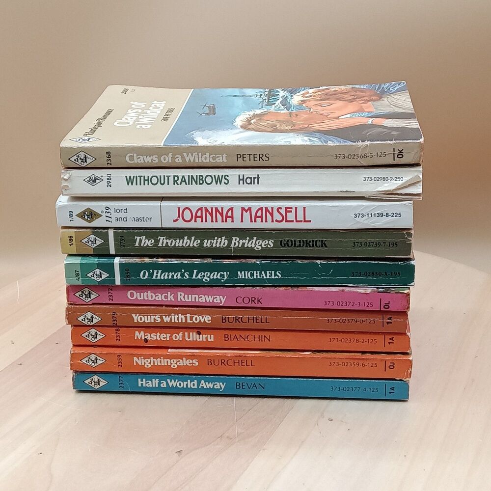 Lot Of 10 VTG Harlequin Romance Softcover PB Books, Various Authors 1980 - 1989